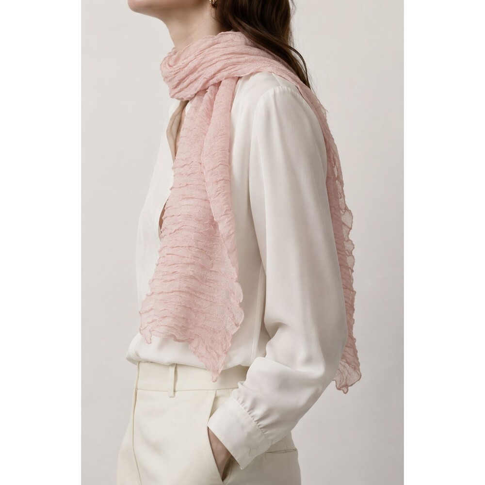 100% Cashmere Scarf Pink Blush Lightweight Textured Wrap Shawl Soft Luxury
